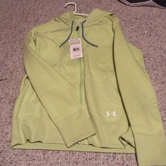 Lime green Under Amour zip up hoodie - Picture 1 of 4